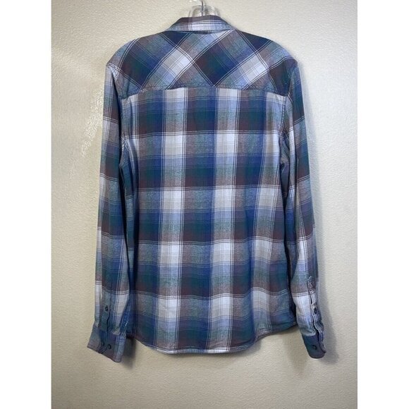 Toad & Co Shirt Men's Size L Blue Plaid Flannel Slim Fit Button Up LS Indigo - Picture 2 of 10